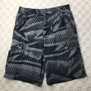 Vintage Y2K ENYCE Cargo Shorts Mens 36 Black Gray Baggy Loose Long Hip Hop